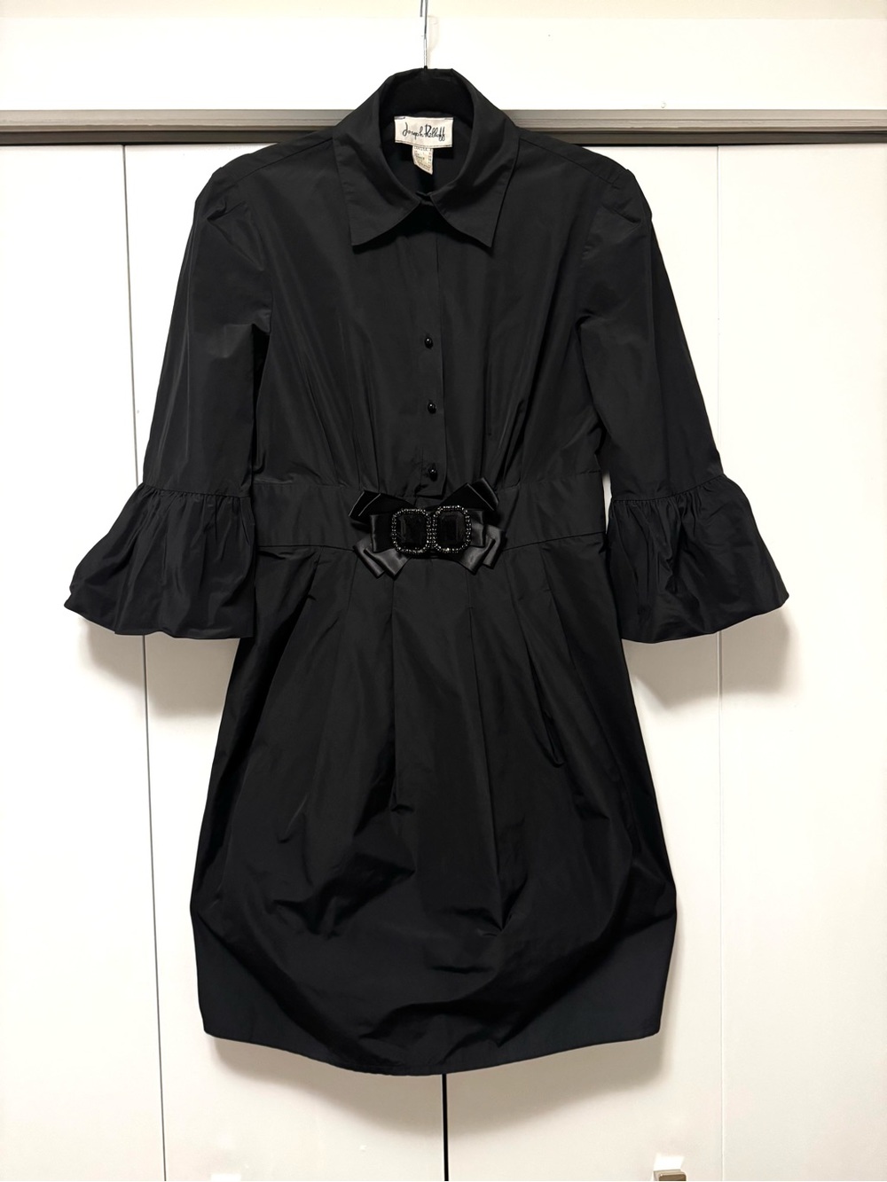 Joseph Ribkoff Black Button-Front Dress with Decorative Buckle
